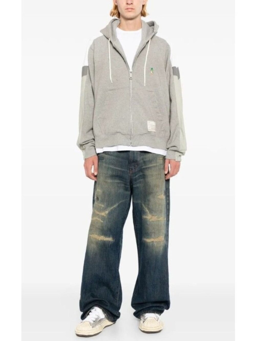 NWT Maison MIHARA YASUHIRO Grey Color Block paneled Hoodie Men's 46 IT/FR US S